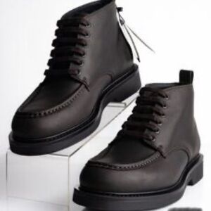 Massimo Dutti men’s dark brown leather boots Size US 12 NEW